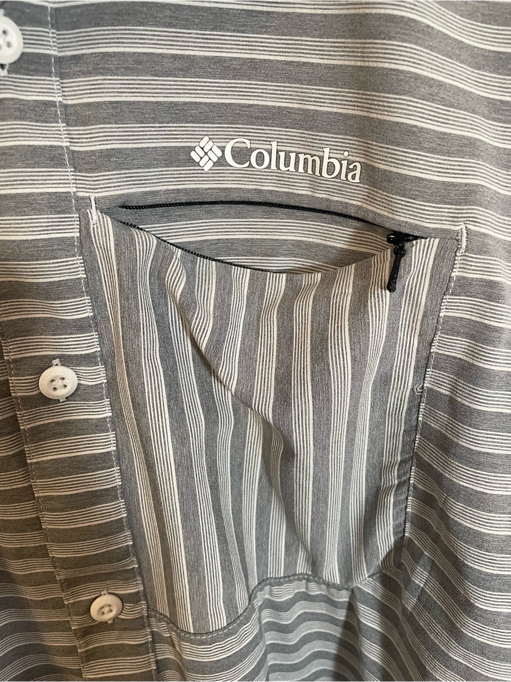 Columbia Omni Shade Vented Button Down Shirt Outdoor Fishing Gray White Size 2XT - Picture 3 of 10